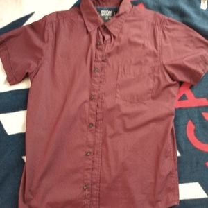 Wine Button Up Short Sleeve Shirt